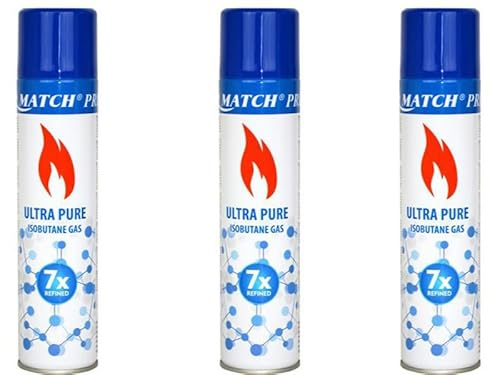 Match Pro Ultra Pure Isobutangas, 300ml Nachfüllgas, 7X gereinigt, 3er-Set