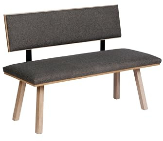kundler home Sitzbank, Eckbank oder Esszimmerbank mit Lehne 125x87x48 cm, mit Polsterung für hohen Sitzkomfort, ideal für Büro, Rezeption, Wartezimmer, einfacher Aufbau, 'Die Klassische'