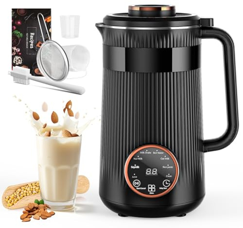 Nut Milk Maker, 34oz Homemade Soy, Almond, Oatmeal, Coconut, Plant-Based and Non-Dairy Beverages, 8 in 1 Automatic Soy Machine with 12 Hours Delay, Keep Warm and