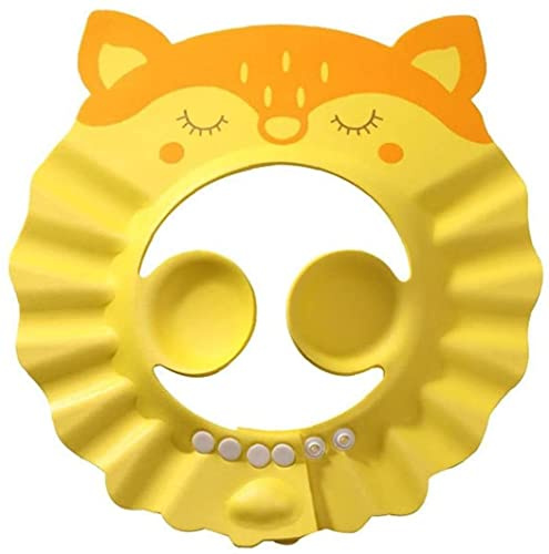 Cartoon-Babyduschkappe, verstellbar, für Baby-Badevisier, Schutzkappe für Shampoo, Duschhut mit Ohrenschutz, Haarwaschhilfen für Babys, Kleinkinder, Kinder, gelb, bequem und praktisch