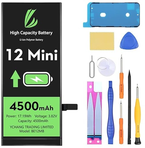LL TRADER Batteria per iPhone 12 Mini, 4500mAh e Kit di Riparazione | Compatibile con iPhone 12 Mini, A2176, A2398, A2400, A2399