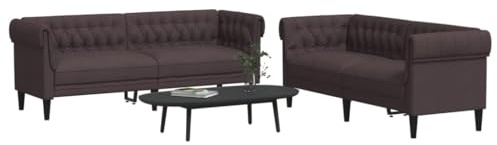 HFXHIJXQ 2+3-Sitzer Sofagarnitur Dunkelbraun 182,5x74,5 cm Stoff Modernes Design Robust und Langlebig mit Federkern für Wohnzimmer und Büro