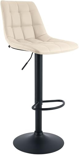 CLP Barhocker höhenverstellbar Mapun, Barstuhl 360° drehbar, gepolstert mit Metallgestell für Küche, Theke, Bar und Lounge, Farbe:Creme, Material:Kunstleder