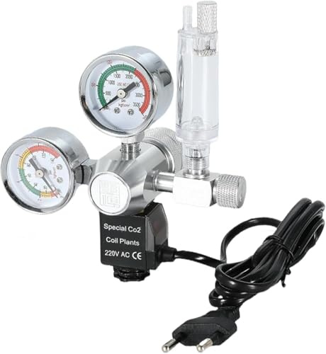 Halorin Aquarium CO2 Druckminderer, CO2-Regler für Aquarien, Dual-Gauge-Display, CO2 Druckminderer W218 mit Magnetventil, Blasenzähler für bepflanzte Aquarien