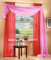 Gardinen Set, 2 x Schlaufenschal Voile, transparent, 245x140, Rot, 1 x Voile Querbehang, Freihanddeko, 140x600, Rosa, 61000560