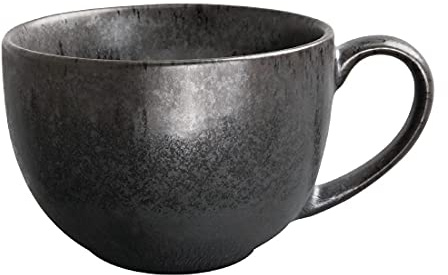 Olympia Fusion Stoneware Coffee Cups 250ml, Charcoal (Pack of 6) | Fits saucer DR099 and features an unglazed foot; dishwasher safe structure ensures easy cleaning in relaxed dining settings.