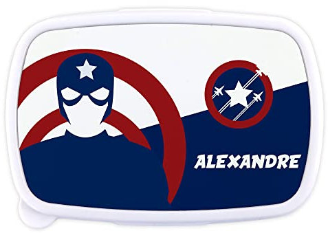 LolaPix Fiambrera infantil. Regalos personalizados. Caja merienda con nombre. Apta para microondas y libre de BPA, filatos y metales pesados. Varios diseños. CAPITÃN