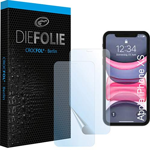 Crocfol Schutzfolie vom Testsieger [2 St.] kompatibel mit Apple iPhone XS - selbstheilende Premium 5D Langzeit-Panzerfolie - für vorne, hüllenfreundlich