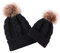 Yudanny 2 Stück Eltern-Kind-Strickmütze, für Mutter und Kind geeignet, Schwarz