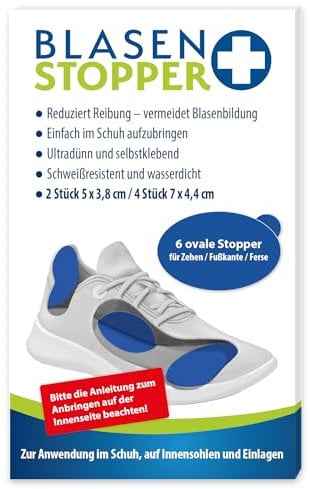 BLASENSTOPPER | 6 Ovale Stopper für Zehe/Fußkante | Zur Vermeidung von Blasen und Druckstellen, Das Original, Nie wieder Blasen für Schuhe, Wandern, Büro und mehr (Ovale Stopper)