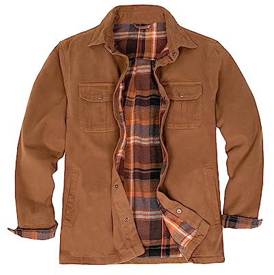 Herren-Jacke aus schwerer, gewaschener Baumwolle, Jac Outdoorsy, Utility-Jacke (vollständig mit Flanell gefüttert)