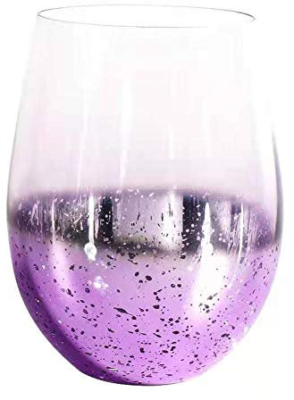 NING GANG Unique Fairy Glass Crystal Clear Color Starry Sky Glasses Without Handle Tumbler for Water Juice Beer Party for Women stemless Glass Gin Glass(Purple)