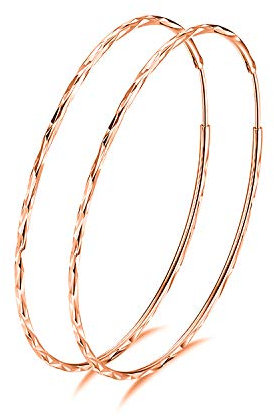 925 Sterling Silber Kreis Endless Creolen Ohrringe für Frauen Roségold 20 30 40 50 60mm