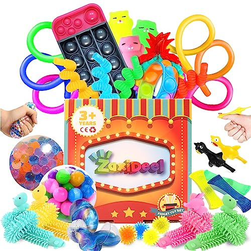 ZaxiDeel Fidget-Spielzeug-Set, 20 Stück, sensorisches Spielzeug lindert Stress und Angst, Quetsch-Spielzeug für Kinder, ADHS, ADD, Autismus, Klassenzimmer Belohnungen, lustiges Fidgeting-Spiel