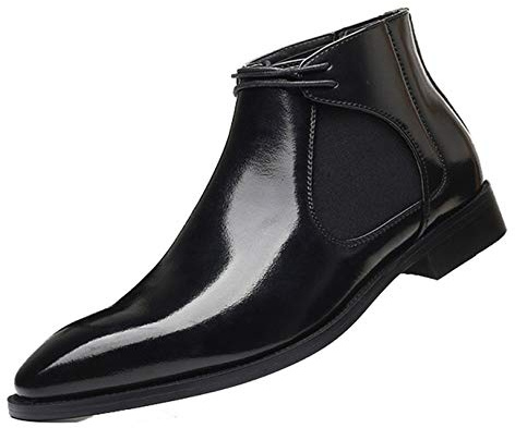 Stivaletti Chelsea per Uomo Tinta Unita Impermeabile Slip-On Stringati Autunno Inverno Stivaletti Comfort Soft Bottom Business Office Stivali in Pelle