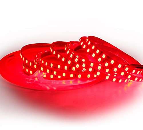 Tesfish 12V LED Streifen Licht, 5mm Breit, Rot Farbe 5M Strip Lichtband 2835 IP20 120 LEDs/M, Total 600LEDs band Lichtleiste Leiste für Schlafzimmer, Küche Dekoration