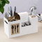 JUJOYBD Cutlery Container for Table, Cutlery Holder, Wood, 8 Compartments, Cutlery Basket for Cutlery, Sauces, Napkins, Spices, Kitchen Organiser, Table Butler for Kitchen, Gastro, White