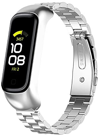 TopTen Cinturino di ricambio per orologio in metallo in acciaio inossidabile, compatibile con Samsung Galaxy Fit 2 SM-R220 Activity Tracker, Acciaio inossidabile