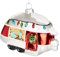 BRUBAKER Retro-Wohnwagen Rot Weiß - Handbemalte Weihnachtskugel aus Glas - Mundgeblasener Christbaumschmuck Figuren Lustig Deko Anhänger Baumkugel - 11 cm
