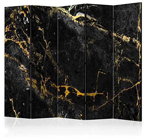 decomonkey Paravent Raumteiler Innen Stein 225x172 cm 5 Teilig Einseitig Room Divider Wall Raumteiler Stehend Trennwand Sichtschutz Spanische Wand Sichtschutzwand Wohnzimmer Holz Marmor