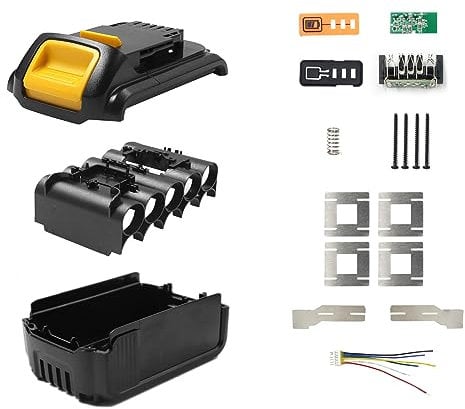 Akocire 18V 20V 4.0Ah 5.0Ah 10-Cell 18650 Battery Case Parts Cover Replacement for Dewalt DCB200, DCB201, DCB203, DCB204, DCB205 Battery Repair DIY Kit(No Battery Cell Included)