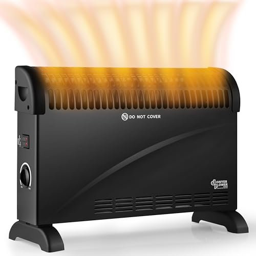 DONYER POWER Konvektor-Heizkörper 2000W Raumheizung mit einstellbarem Thermostat Schwarz