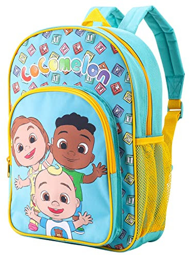 Zawadi Global Cocomelon Kinder-Rucksack, Schulrucksack, Reisetasche, für Jungen und Mädchen, mit seitlicher Netztasche und Fronttasche mit Reißverschluss, mehrfarbig, mehrfarbig, 36.7cm (height), 26cm
