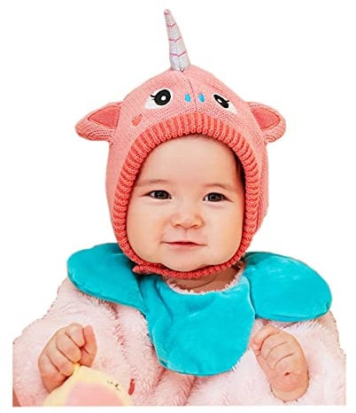 Huakunda Baby Beanie Kleinkind Wintermütze mit Ohrenklappen Kleine Baby Warme mütze Mädchen Jungen 0-2 Jahre schlupfmütze Kinder (Einhorn)