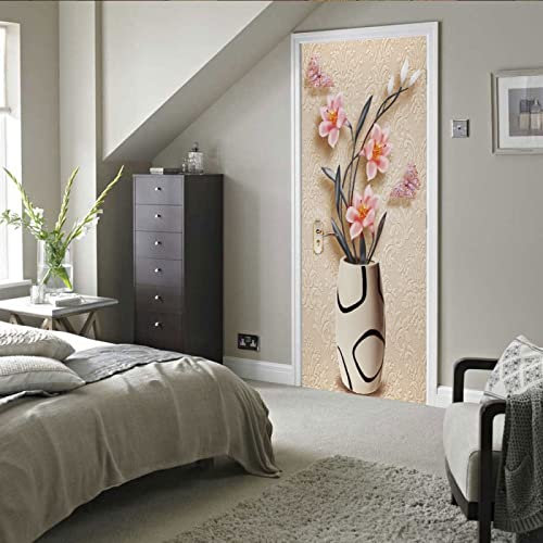stickers paroi de douche 50x125cm(19.68 inches * 49.21 inches) Autocollant 3D Stéréo de Porte, Sticker De Porte Trompe l'oeil Moderne Art Auto-adhésif Poster PVC Sticker Porte