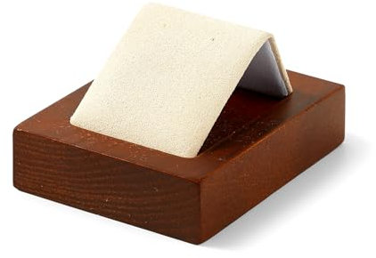 Oirlv Massivholz Ohrringeständer Schmuckständer Ohrringe Vitrine Display Ohrstecker Stand Halter/Mikrofaser Oberfläche(Cremeweiß)