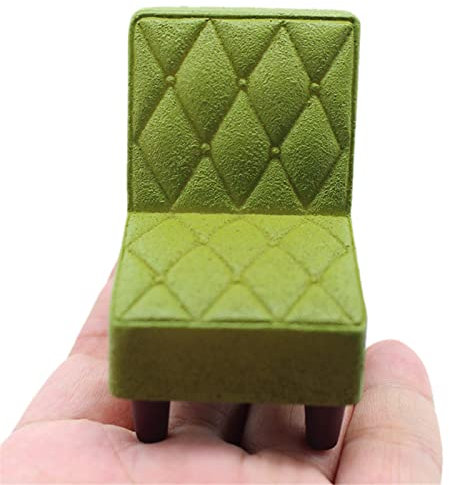 VIONNPPT 1/12 Miniatur Puppenhaus Süße Sofa Stuhl Harz Möbel Zubehör, Mini Vintage Ornament Geschenk Puppen Haus Wohnzimmer Desktop Deko (Grün)