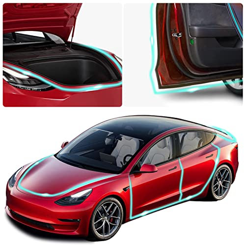 ONKENTET Türdichtungs-Set, schalldicht, kompatibel mit Tesla Model 3 2017–2024, Zubehör, Türgummi, Wetter-Zugluftdichtungsstreifen, Windgeräusch-Set, Kofferraumabdeckung, wasserspeichernder