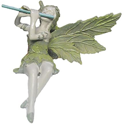 Duiaynke Harz Fee Statue Fee Spiel Flöte Flügel Statue Dekoration Brunnen Ledge Figur Home Landschaftsbau Dekoration
