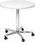 bümö Säulenhubtisch höhenverstellbar, Stehtisch Büro, Bistrotisch rund 80 x 80 cm - Besprechungstisch weiß, Stehtisch Holz-Platte, Säule aus Metall verchromt, Säulentisch, Hochtisch