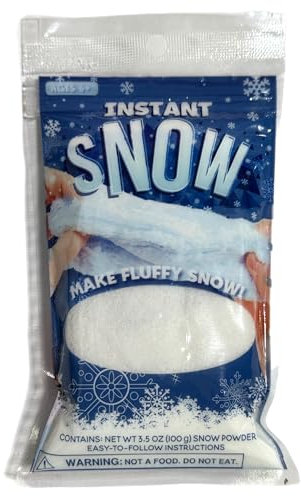 ALAZCO Instant Snow Powder – Weißes Premium-Schneepulver künstlicher Schnee – ideal für Feiertags-Schnee-Dekorationen, Spielschneetag – einfach Wasser hinzufügen (1 Packung)