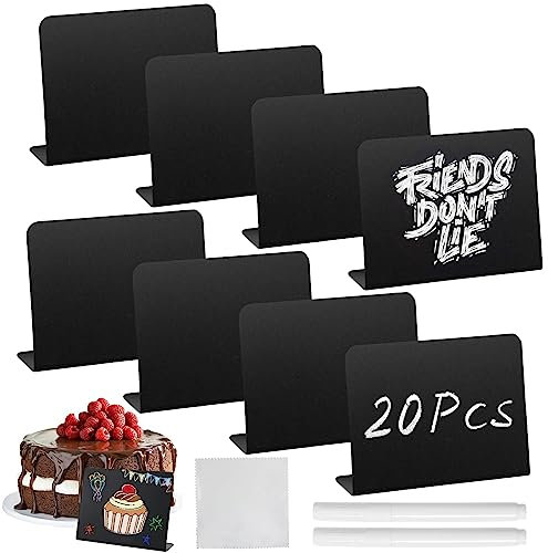 20 Set Mini Schiefertafel zum Beschriften Kleine Tafel,mit 2*Stift und 1*Tuch Abwischbar Kleine Tafeln zum Beschriften für Preisschilder Reserviert Schilder Gastronomie Buffet Schilder 7.5 x 10cm