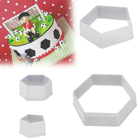 LYQNIHOB Ensemble de 4 emporte-pièces hexagonaux en forme de ballon de football pour la décoration de gâteaux et desserts - Outils d'artisanat pour la décoration de gâteaux