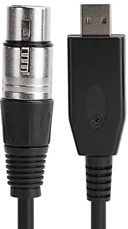 ASHATA Cable de Micrófono USB, Cable Conector Hembra USB a XLR, Convertidor de Enlace de Micrófono Adaptador de Cable de de Estudio para Micrófonos o Grabación (2 m/6,6 pies)