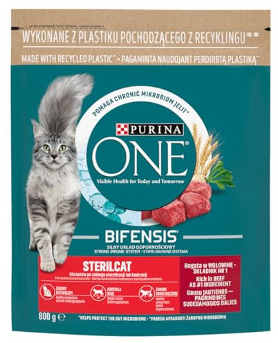 Trockenfutter für sterilisierte Katzen mit Rind- und Weizen PURINA ONE STERILCAT Beef Wheat 800g