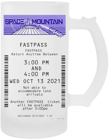 Space Mountain Fastpass October 2021 Tasse Transparente En Verre À Bière Avec Poignée
