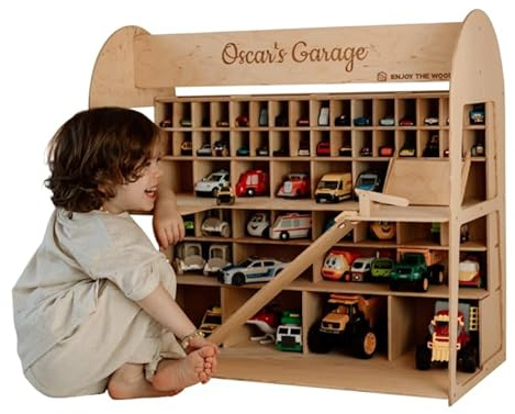 Enjoy The Wood Wooden Toy Parking Garage with Elevator (Big, Dark Walnut)