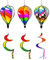LUKDUNG 3 x 130 cm Hot Air Balloon Wind Spinner Rainbow Garden Pinwheels Swirl Wind Spinner Windmill Striped Rainbow Windsock Rotating Sequins Twister Hanging Yard Decoration