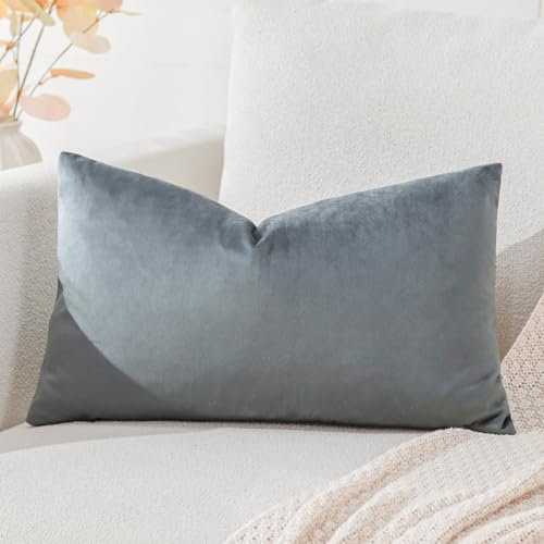 Artscope Samt Kissenbezug Kissenhülle Dekorative Dekokissen Sofakissen Lendenkissen Wurfkissenbezug Sofa Schlafzimmer 40x60cm Graphitgrau