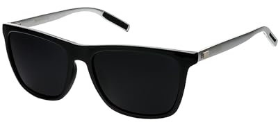 Layoners Black Advantage Sonnenbrille, Herren-Sonnenbrille, Damen-Sonnenbrille, Unisex-Sonnenbrille, Polarisiert, Blendfrei, UV400-Schutz, Zeitlos (Schwarz/Silber)