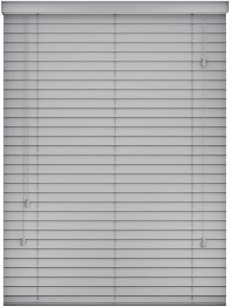 195 x 150cm Grey Venetian Blinds for Windows – Faux Wood Venetian Blinds Window Treatment Shutters – Child Safe 50mm Slate Trimmable Easy Fit Multiple Buying Luxury Wooden Blind