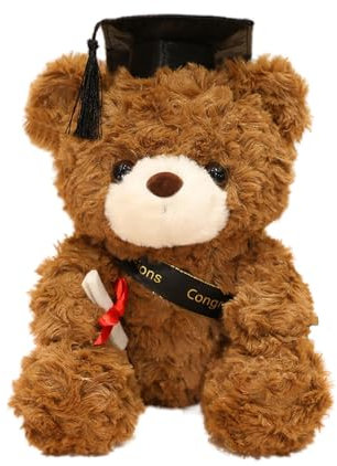 SERTAS Teddy Plüschbär mit Graduation Hut und Zeremoniengürtel,Bachelor Geschenk,25cm Bär Kuscheltier,Bestandene Prüfung Geschenk,Abitur Geschenke,Bachelor Deko (3)