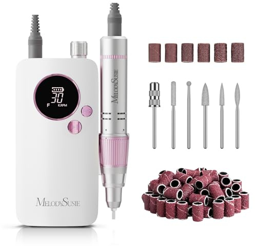 MelodySusie Taladro de uñas portátil 30000 RPM, SC320F Lima eléctrica recargable profesional para eliminación de pulido de gel, kit de archivo E inalámbrico