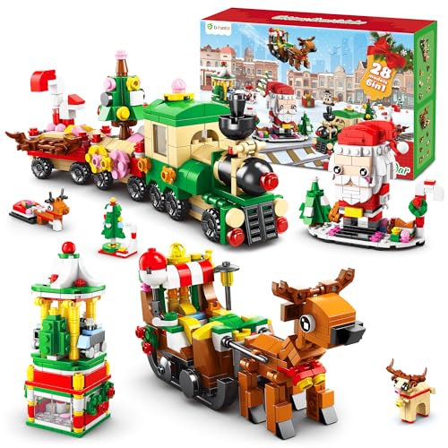 D-FantiX Weihnachts-Adventskalender für Kinder, 24 in 4 Bauklötze Spielzeugsets, 24 Tage Weihnachts-Countdown-Kalender, Geschenk für 6-12 Jahre alte Jungen Mädchen Teenager