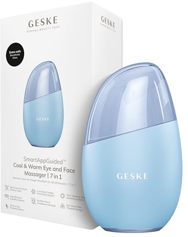GESKE Cool & Warm Eye & Face Massager | 7 in 1 Massagegerät | SmartAppGuided™ | Massagegerät für Gesicht & Augen | Batterielose Wärme Kühltechnologie | Gegen Augenringe & Tränensäcke