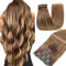 GUDOZO Clip-in Extensions Eigenhaar 7 Stk., 50 cm, 120 g, Schoko-Braun & Karamellblond Bühnen Haarverlängerung